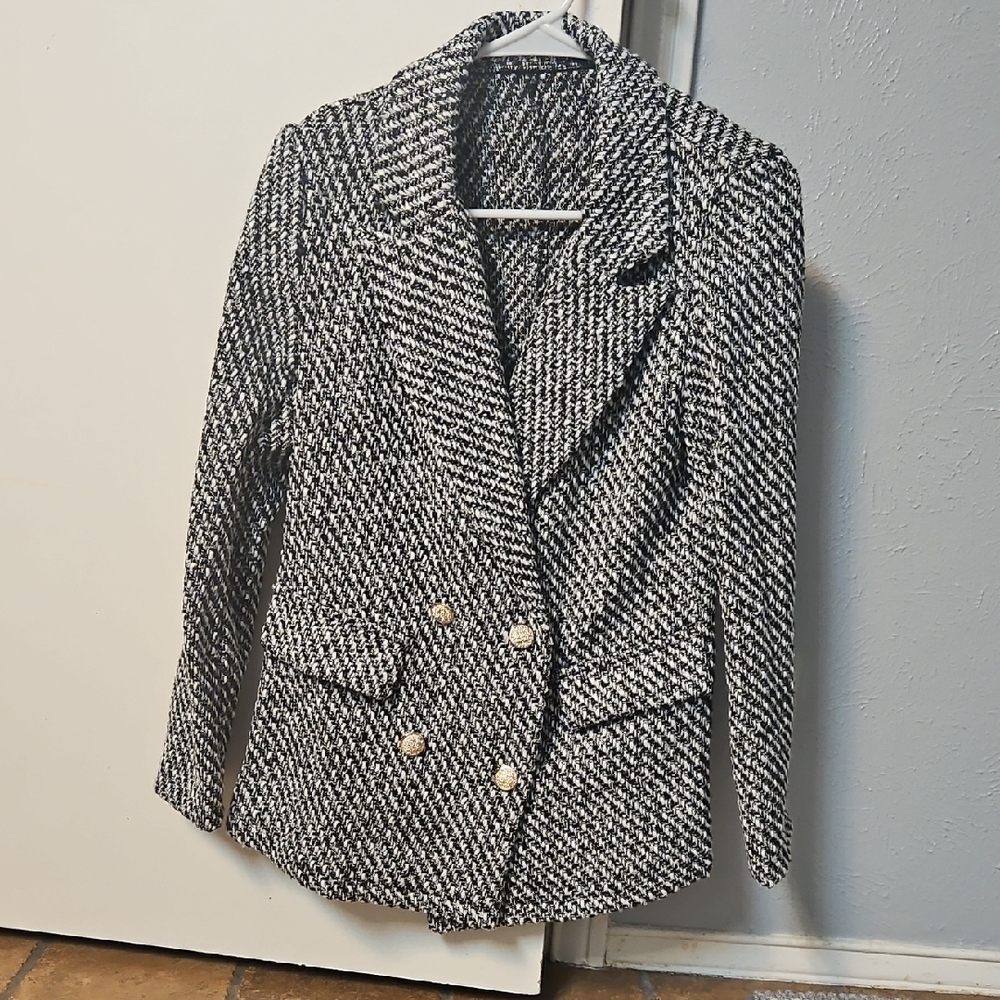 SHEIN Monochrome Tweed Blazer